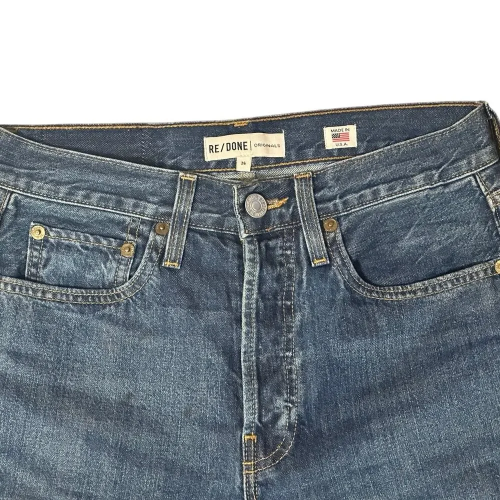 Re/Done High Waist Button Fly Straight Leg Jean